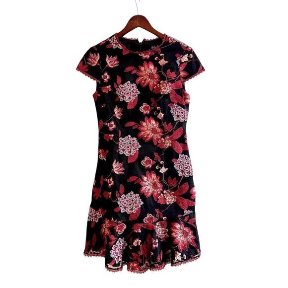 Aidan by Aidan Mattox Cap Sleeve Bodycon Floral Embroidered Dress Size 6 - Picture 1 of 10